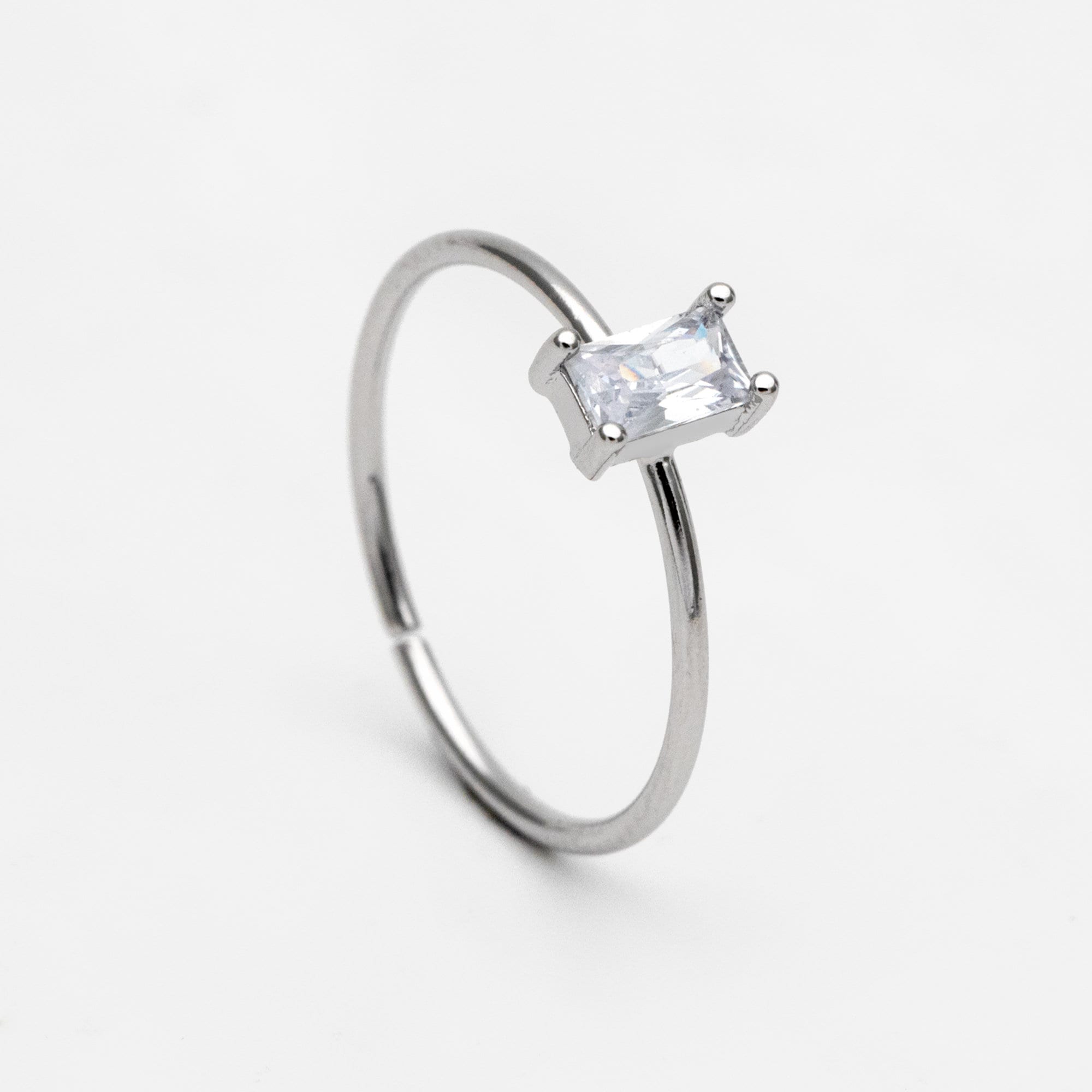 4pcs CZ Pave Gold/ Silver Rectangle Ring, Dainty Ring, Thin Ring, Everyday Ring (#JZ-014-B)